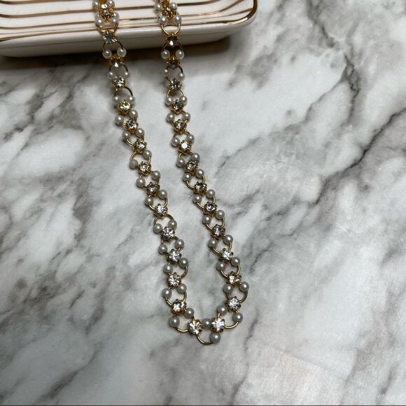 Faux Pearl and Diamond necklace - Picture 1 of 4